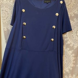 Eloquii Blue Button Front Fit and Flare Dress Final Price